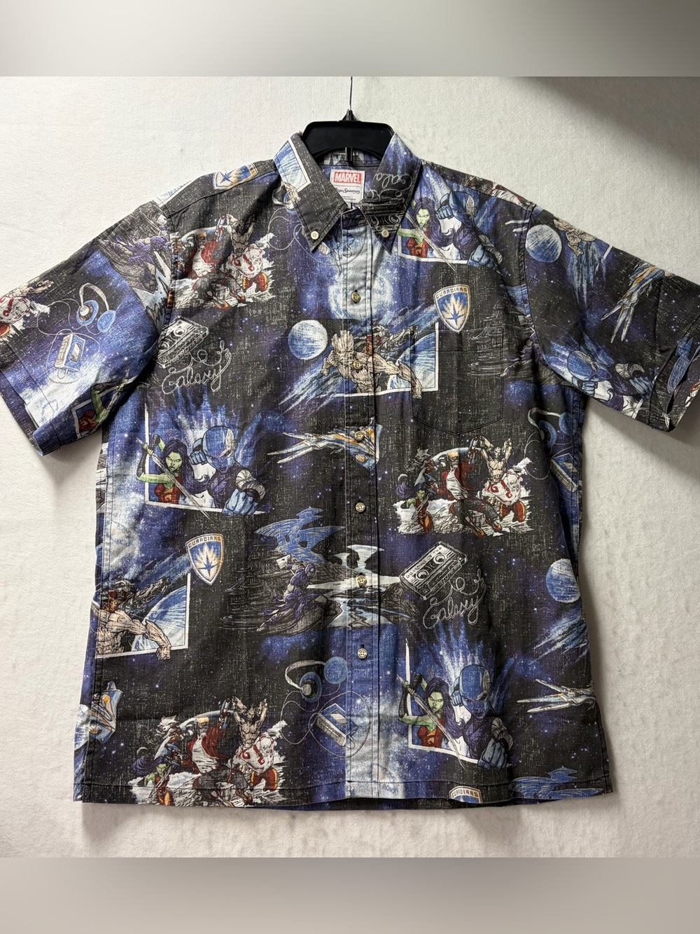 Reyn Spooner Marvel Guardians of the Galaxy Hawaiian Camp Shirt Mens Size Large